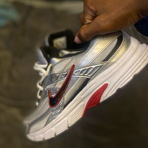 Nike Men's Metallic Silver and Red Athletic Shoes (Negotiable Price)